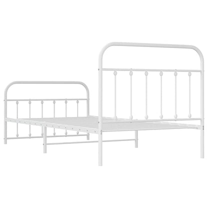 vidaXL Bed Frame | White | Powder-Coated Steel | Single | Bed Frame