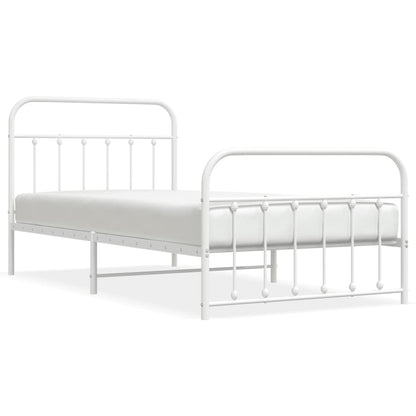 vidaXL Bed Frame | White | Powder-Coated Steel | Single | Bed Frame