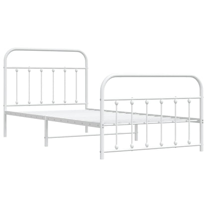 vidaXL Bed Frame | White | Powder-Coated Steel | Single | Bed Frame