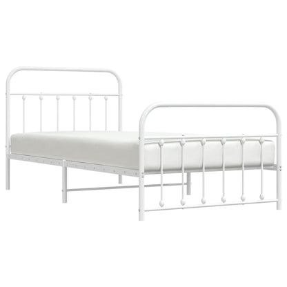 vidaXL Bed Frame | White | Powder-Coated Steel | Single | Bed Frame