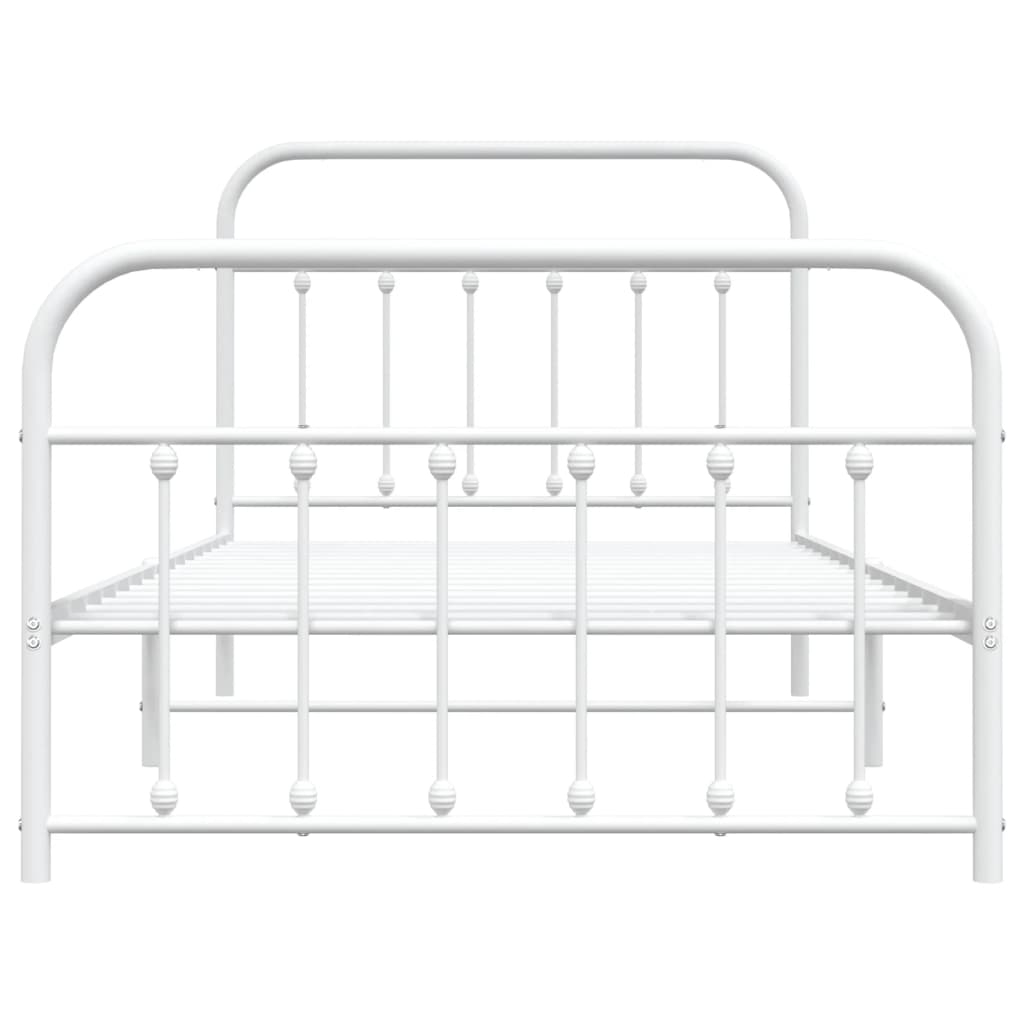 vidaXL Bed Frame | White | Powder-Coated Steel | Single | Bed Frame