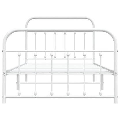 vidaXL Bed Frame | White | Powder-Coated Steel | Single | Bed Frame