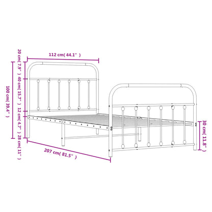 vidaXL Bed Frame | White | Powder-Coated Steel | Single | Bed Frame