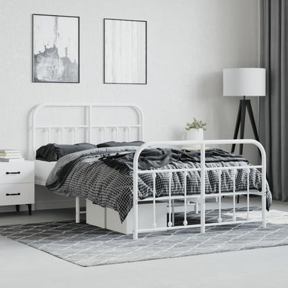 vidaXL Bed Frame | White | Powder-Coated Steel | 120x190 cm | Bed Frame