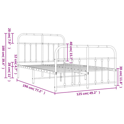 vidaXL Bed Frame | White | Powder-Coated Steel | 120x190 cm | Bed Frame