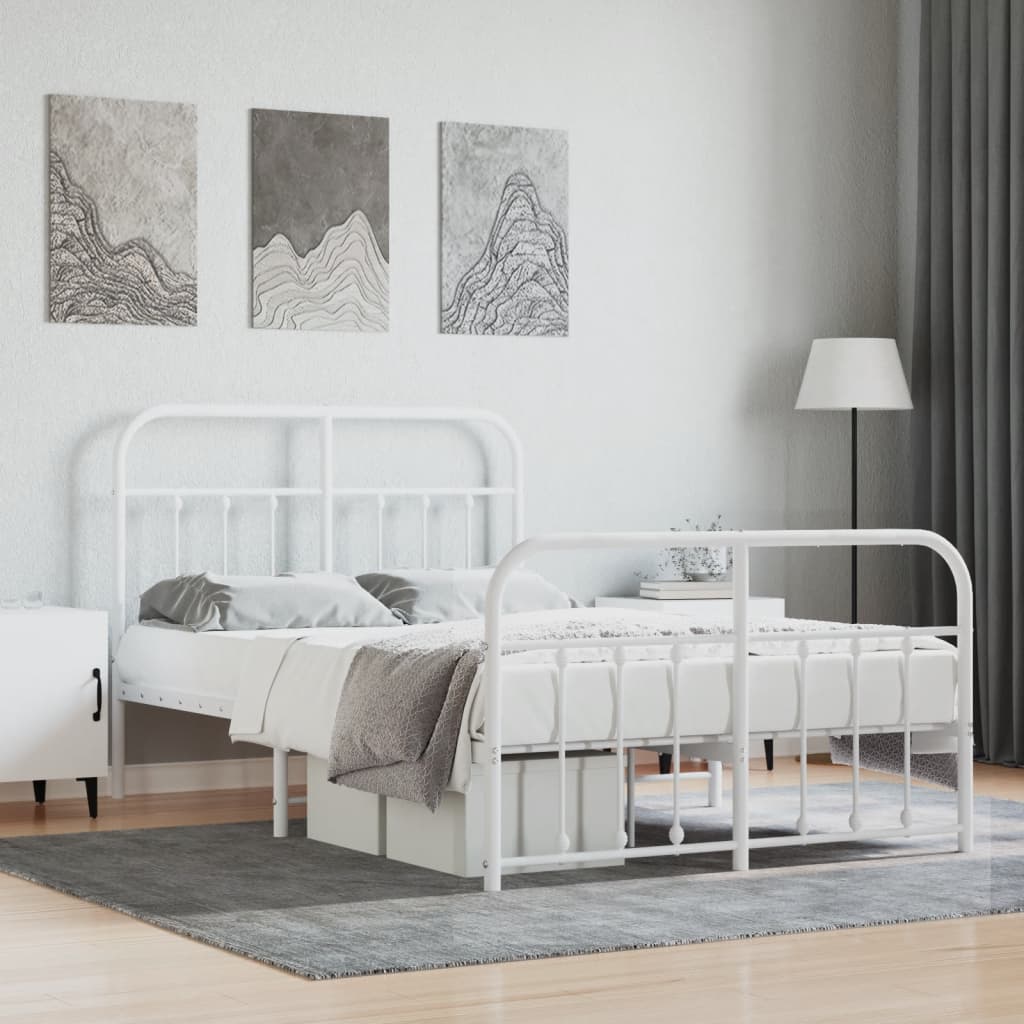 vidaXL Bed Frame | White | Powder-Coated Steel | 120x190 cm | Bed Frame