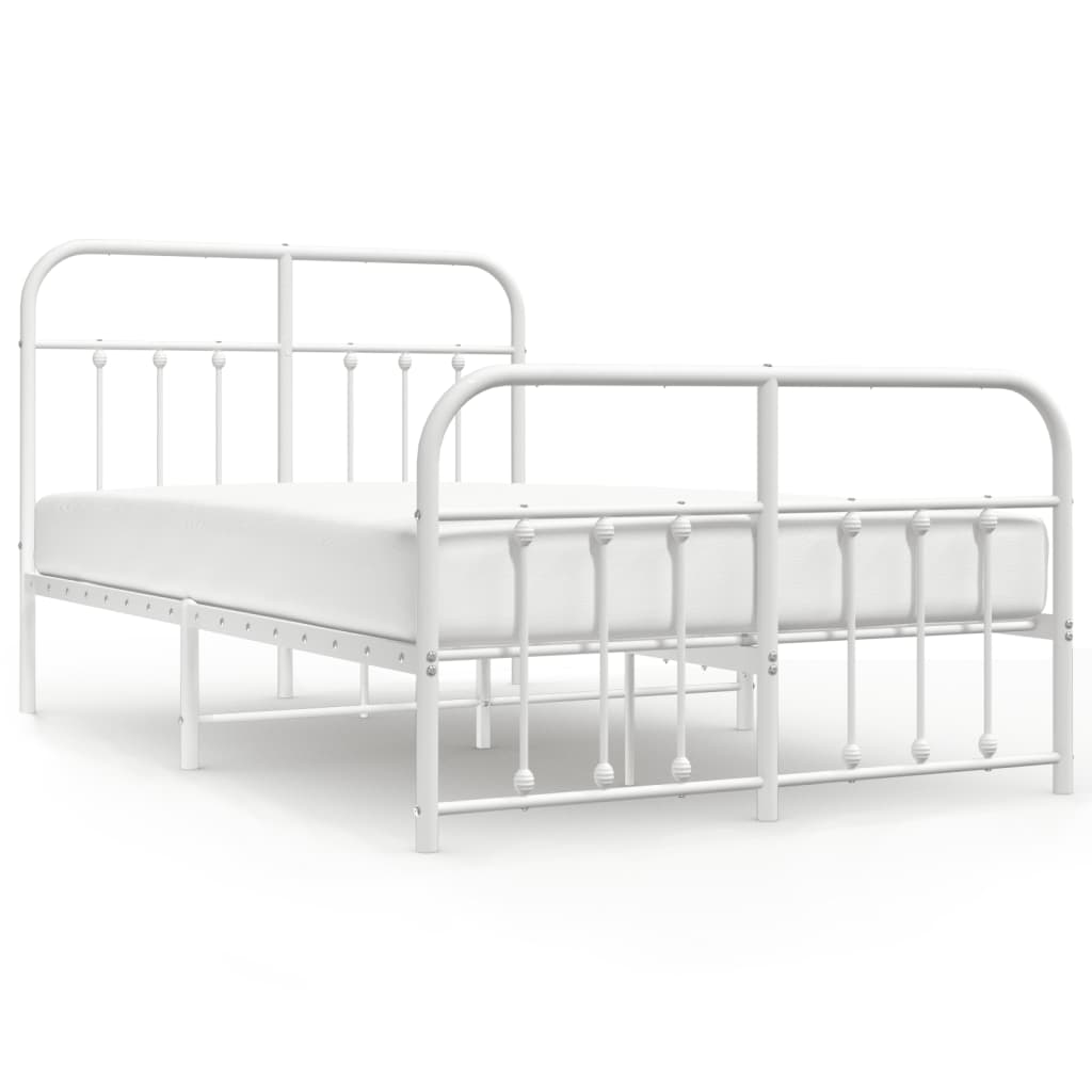 vidaXL Bed Frame | White | Powder-coated steel | Double | Bed Frame