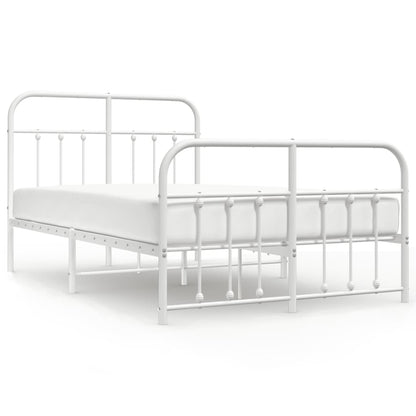 vidaXL Bed Frame | White | Powder-coated steel | Double | Bed Frame