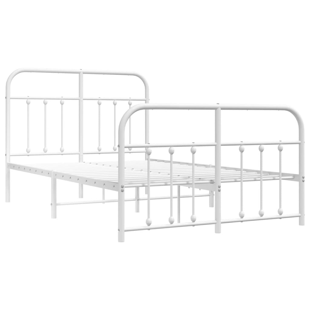 vidaXL Bed Frame | White | Powder-coated steel | Double | Bed Frame
