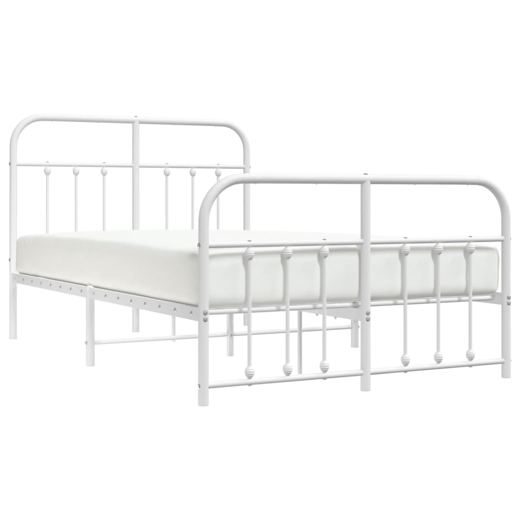vidaXL Bed Frame | White | Powder-coated steel | Double | Bed Frame