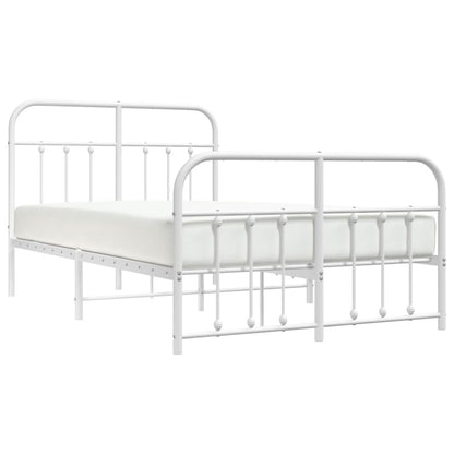 vidaXL Bed Frame | White | Powder-coated steel | Double | Bed Frame