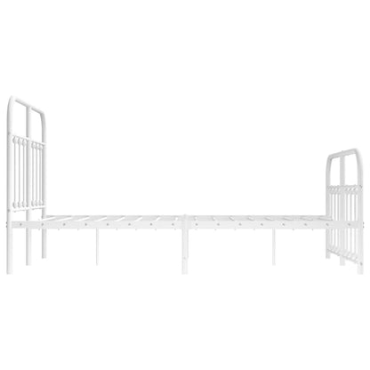 vidaXL Bed Frame | White | Powder-coated steel | Double | Bed Frame