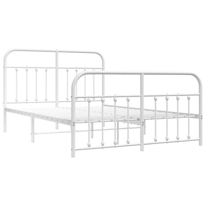 vidaXL Metal Bed Frame without Mattress with Footboard White 135x190cm