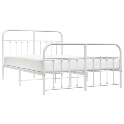 vidaXL Metal Bed Frame without Mattress with Footboard White 135x190cm