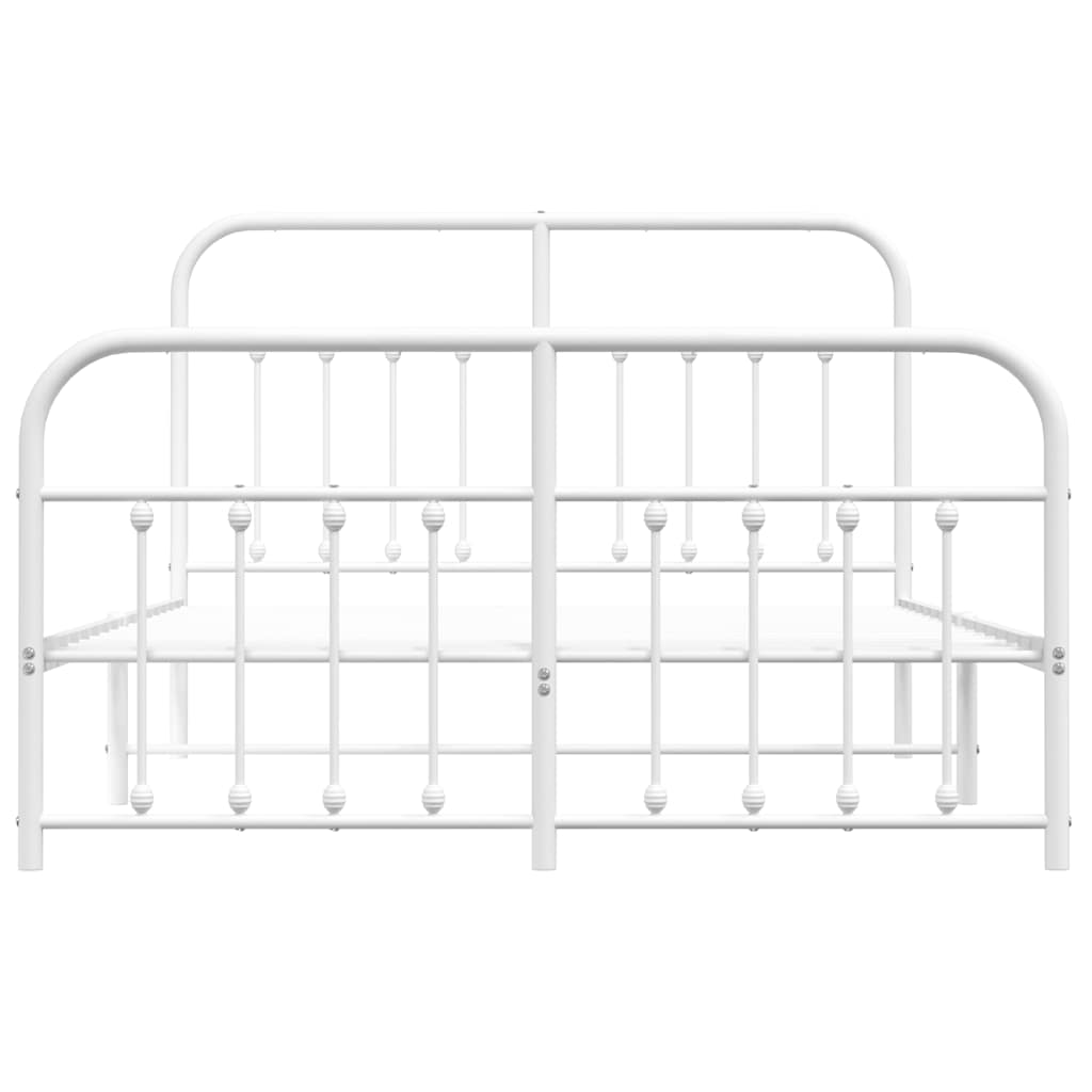 vidaXL Metal Bed Frame without Mattress with Footboard White 135x190cm