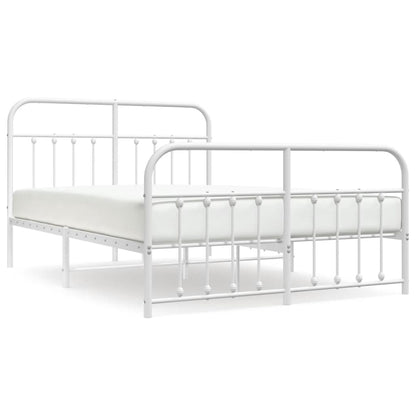vidaXL Bed Frame | White | Powder-Coated Steel | 140x190 cm | Bed Frame