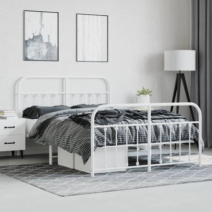 vidaXL Bed Frame | White | Powder-Coated Steel | 140x190 cm | Bed Frame