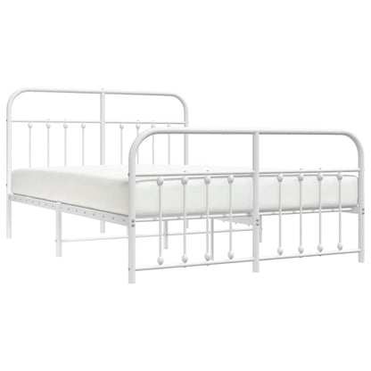 vidaXL Bed Frame | White | Powder-Coated Steel | 140x190 cm | Bed Frame