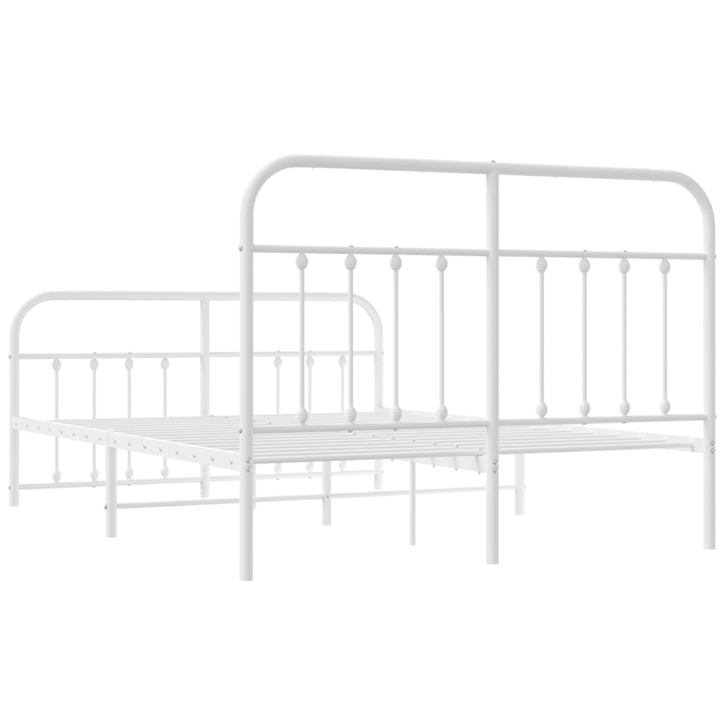 vidaXL Bed Frame | White | Powder-Coated Steel | 140x190 cm | Bed Frame