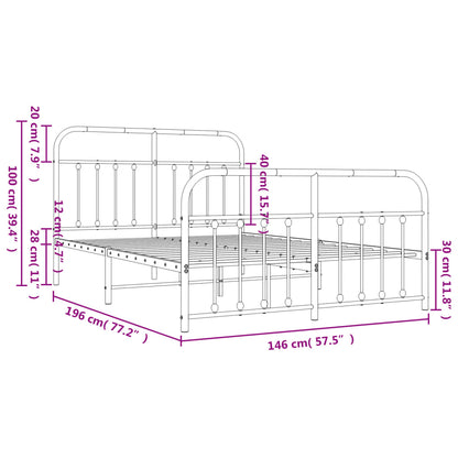 vidaXL Bed Frame | White | Powder-Coated Steel | 140x190 cm | Bed Frame