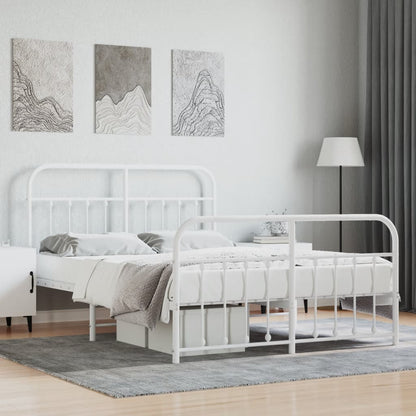 vidaXL Bed Frame | White | Powder-Coated Steel | 140x190 cm | Bed Frame