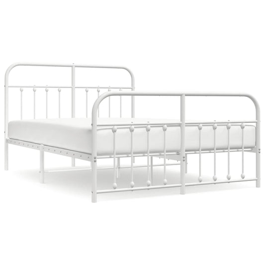 vidaXL Bed Frame | White | Powder-Coated Steel | 140 x 200 cm | Bed Frame