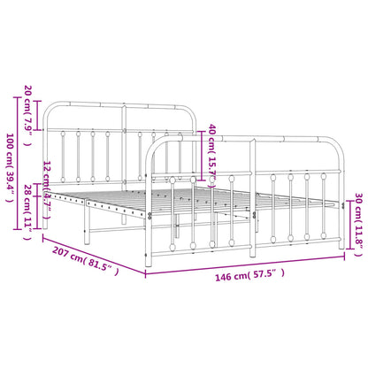 vidaXL Bed Frame | White | Powder-Coated Steel | 140 x 200 cm | Bed Frame