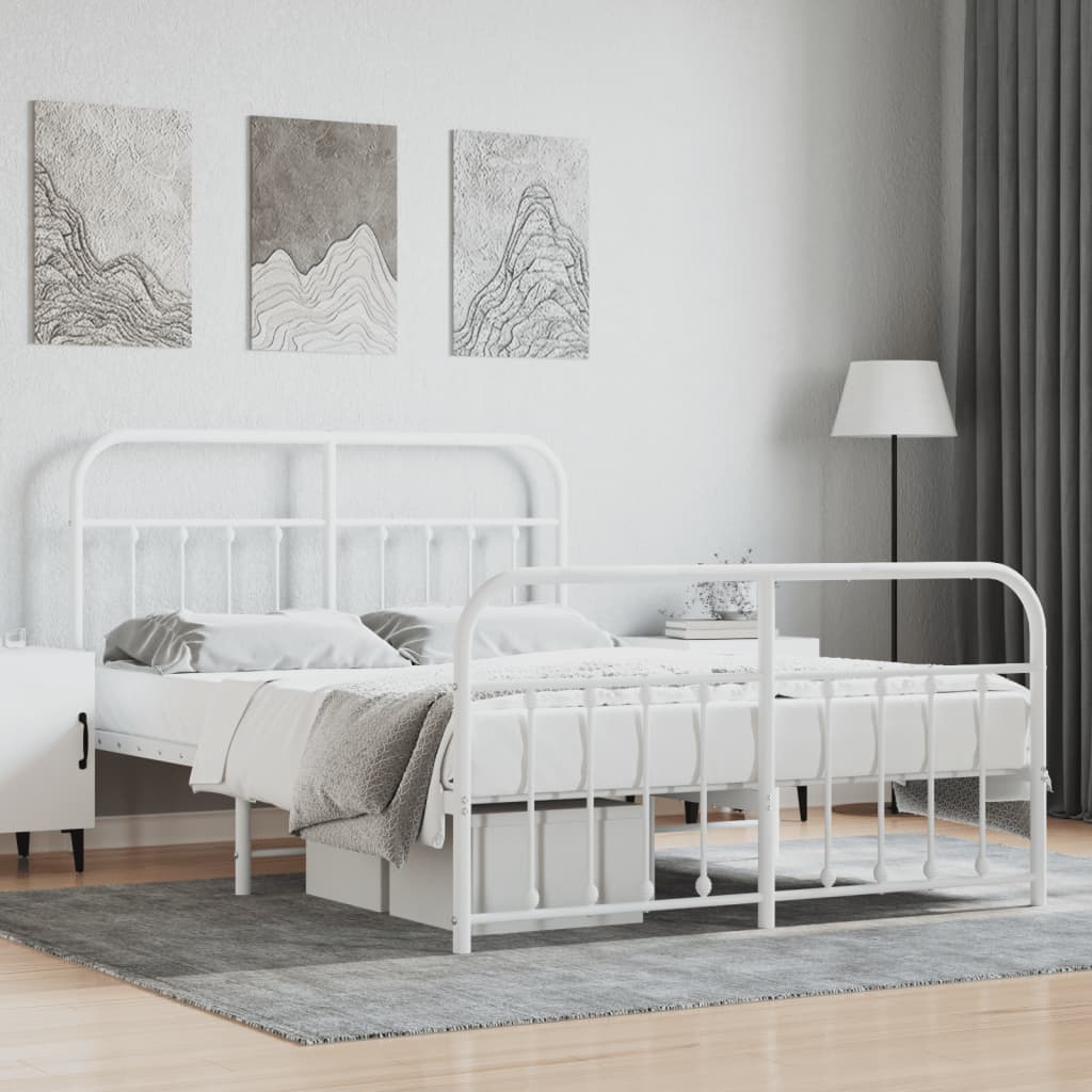vidaXL Bed Frame | White | Powder-Coated Steel | 140 x 200 cm | Bed Frame