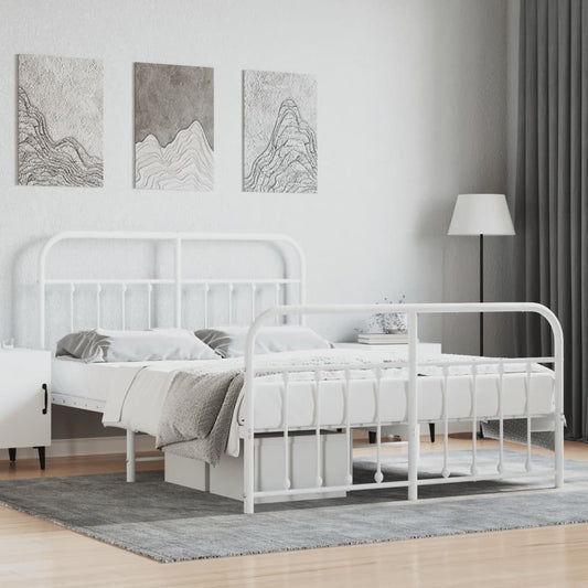 vidaXL Bed Frame | White | Powder-Coated Steel | 140 x 200 cm | Bed Frame