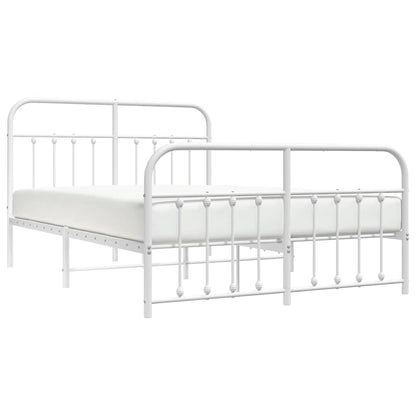 vidaXL Metal Bed Frame without Mattress with Footboard White 150x200cm