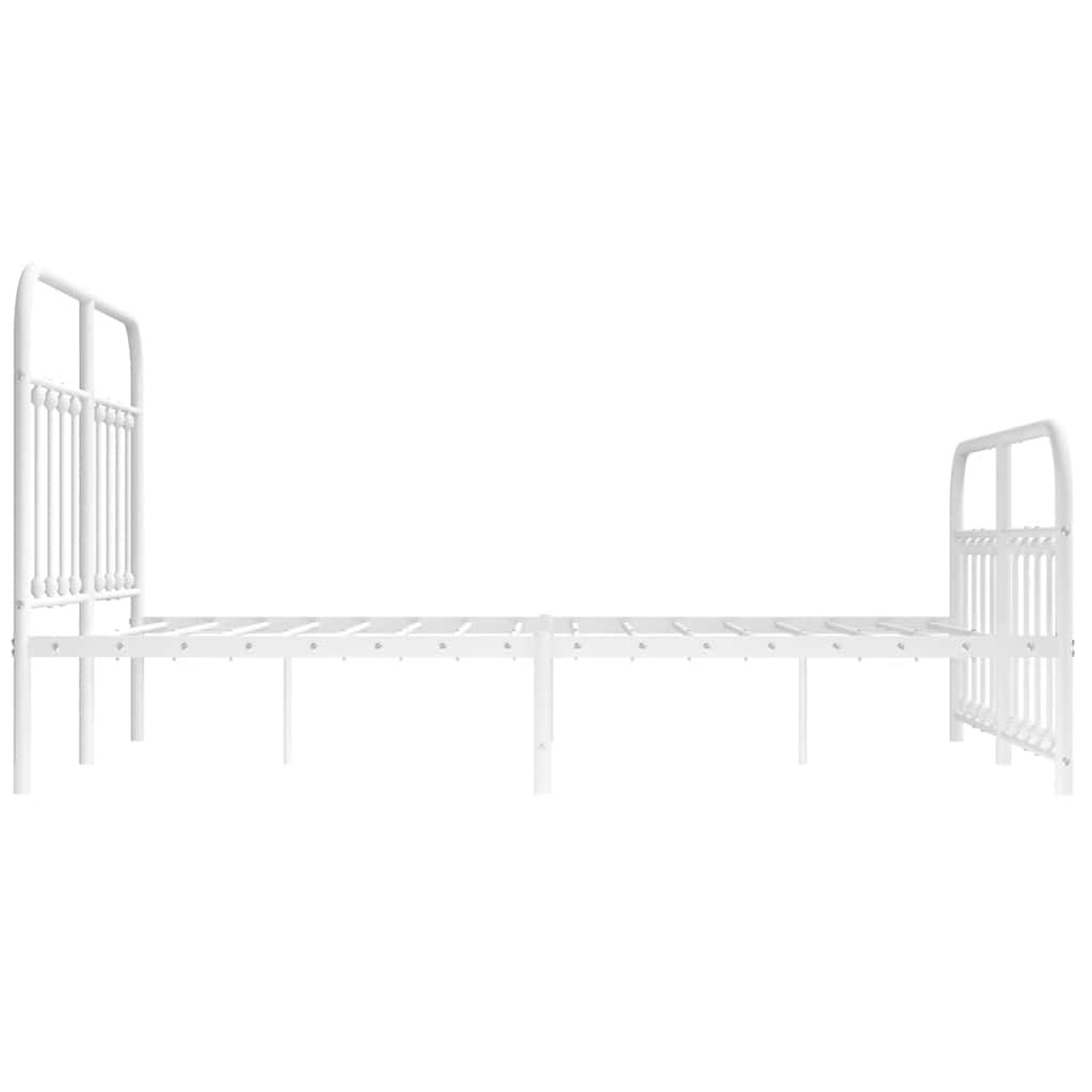 vidaXL Metal Bed Frame without Mattress with Footboard White 150x200cm
