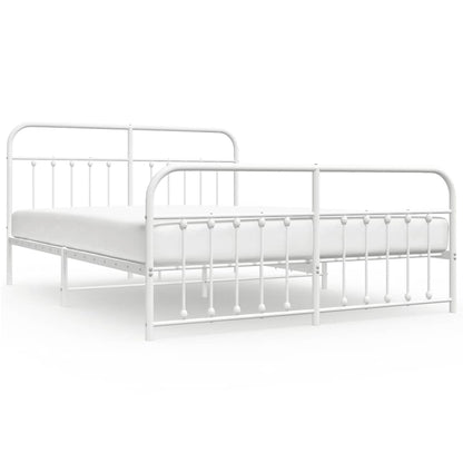 vidaXL Bed Frame | White | Steel | Double | Bed Frame | Rectangular