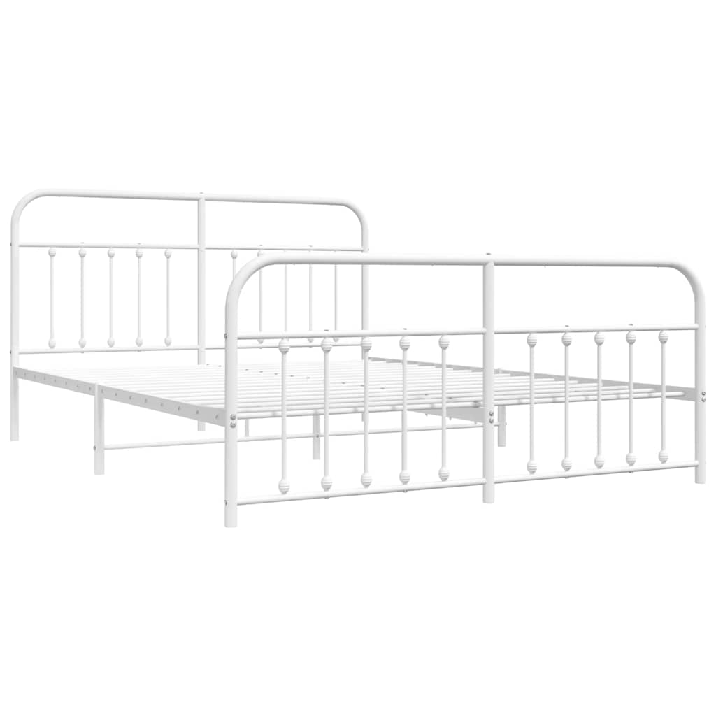vidaXL Bed Frame | White | Steel | Double | Bed Frame | Rectangular