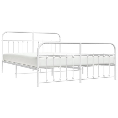 vidaXL Bed Frame | White | Steel | Double | Bed Frame | Rectangular