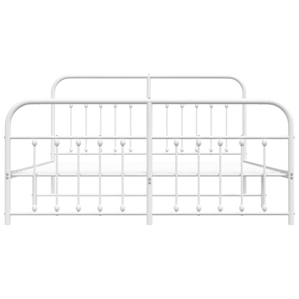 vidaXL Bed Frame | White | Steel | Double | Bed Frame | Rectangular