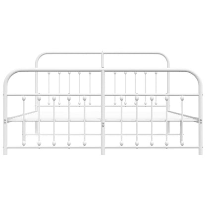 vidaXL Bed Frame | White | Steel | Double | Bed Frame | Rectangular