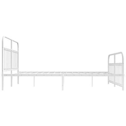 vidaXL Bed Frame | White | Steel | Double | Bed Frame | Rectangular