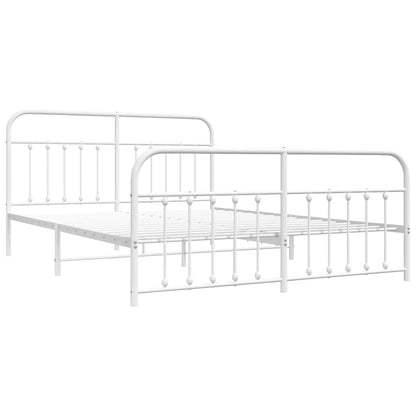 vidaXL Bed Frame | White | Powder-coated steel | Double | Bed Frame