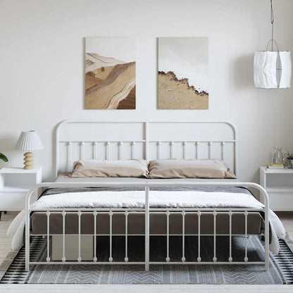 vidaXL Bed Frame | White | Powder-coated steel | Double | Bed Frame