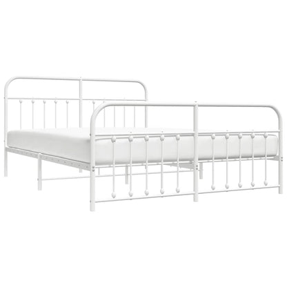 vidaXL Bed Frame | White | Powder-coated steel | Double | Bed Frame