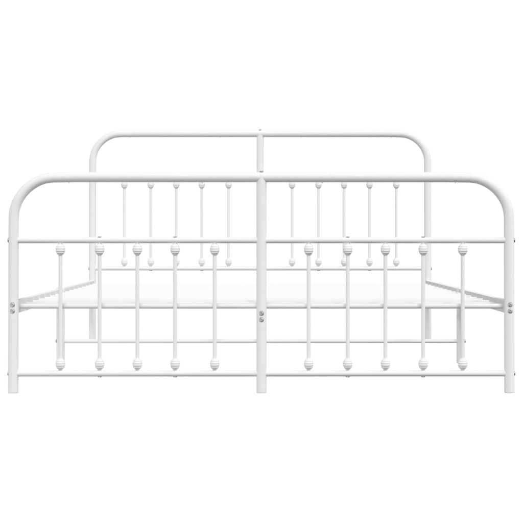vidaXL Bed Frame | White | Powder-coated steel | Double | Bed Frame