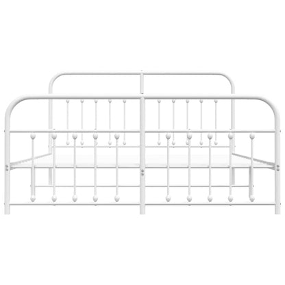 vidaXL Bed Frame | White | Powder-coated steel | Double | Bed Frame