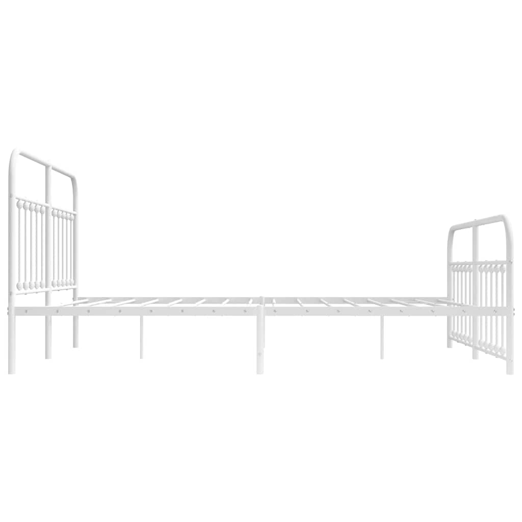 vidaXL Bed Frame | White | Powder-coated steel | Double | Bed Frame