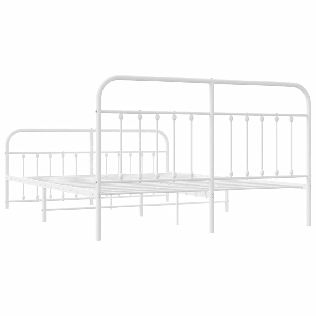 vidaXL Bed Frame | White | Powder-coated steel | Double | Bed Frame