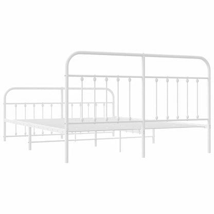 vidaXL Bed Frame | White | Powder-coated steel | Double | Bed Frame