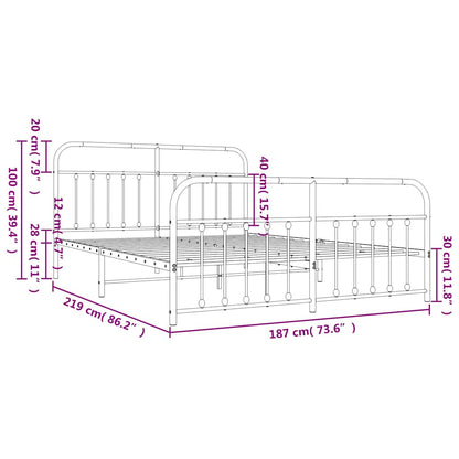 vidaXL Bed Frame | White | Powder-coated steel | Double | Bed Frame