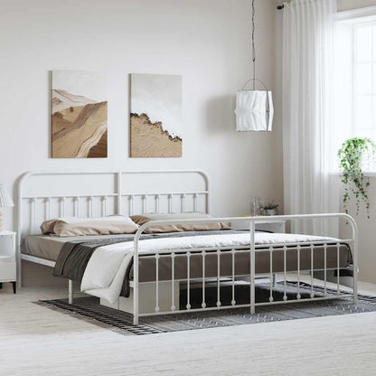 vidaXL Bed Frame | White | Powder-coated steel | Double | Bed Frame