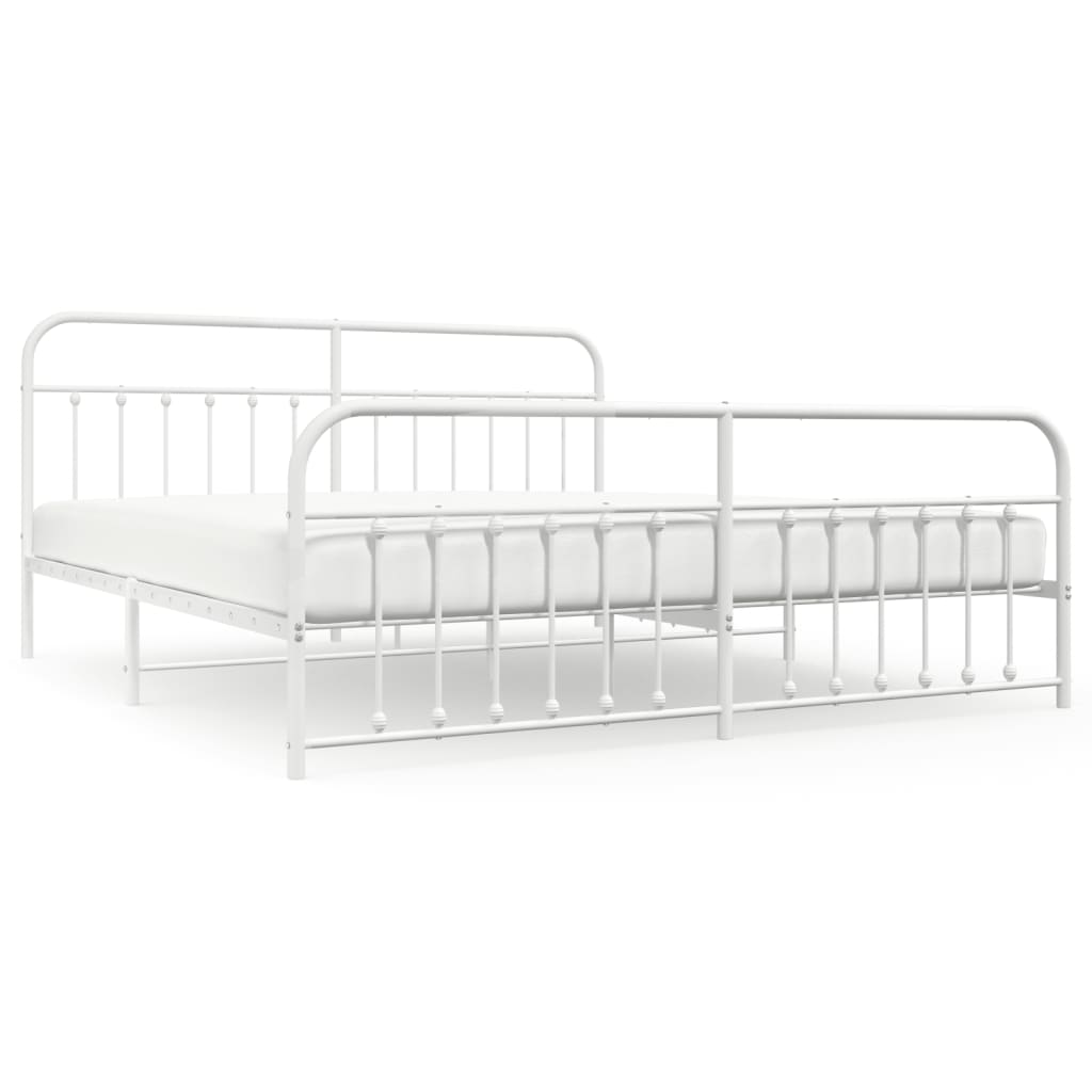vidaXL Bed Frame | White | Steel | 200x200 cm | Bed Frame | Rectangular