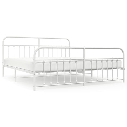 vidaXL Bed Frame | White | Steel | 200x200 cm | Bed Frame | Rectangular