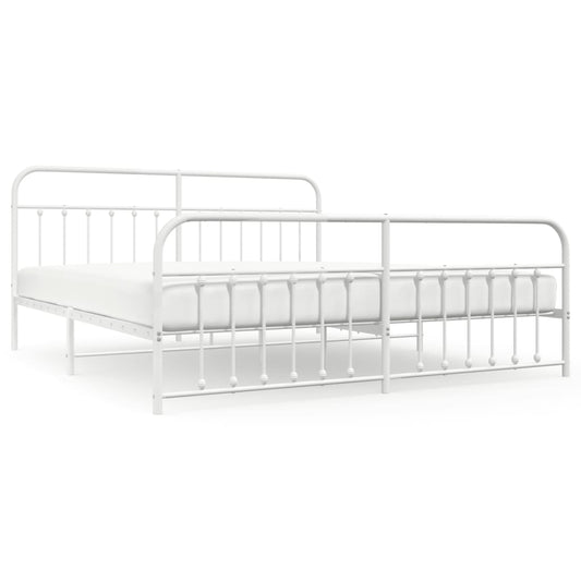 vidaXL Bed Frame | White | Steel | 200x200 cm | Bed Frame | Rectangular